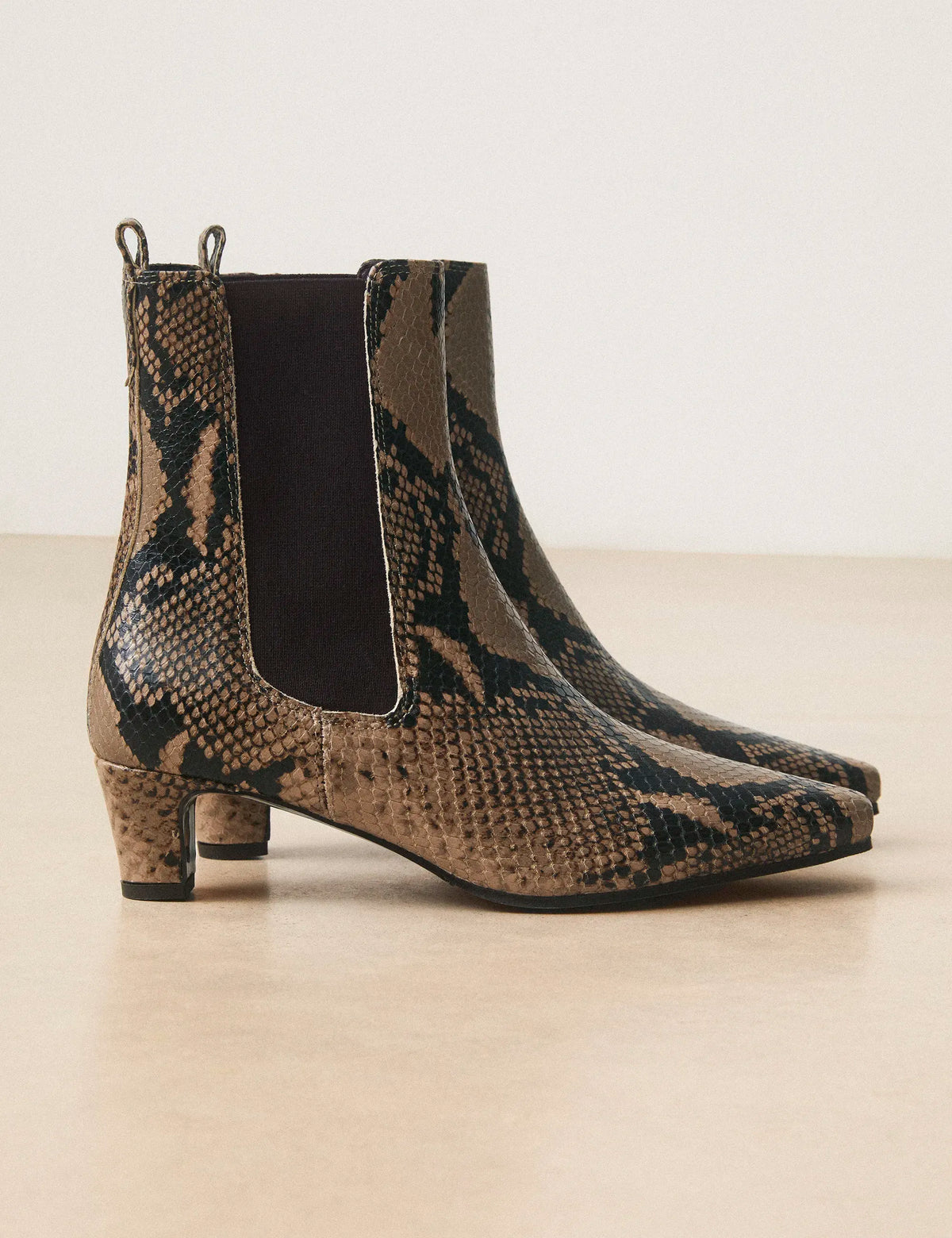 Bottines À Talons Cuir Façon Python Brun - Numéro 525 - Rivecour