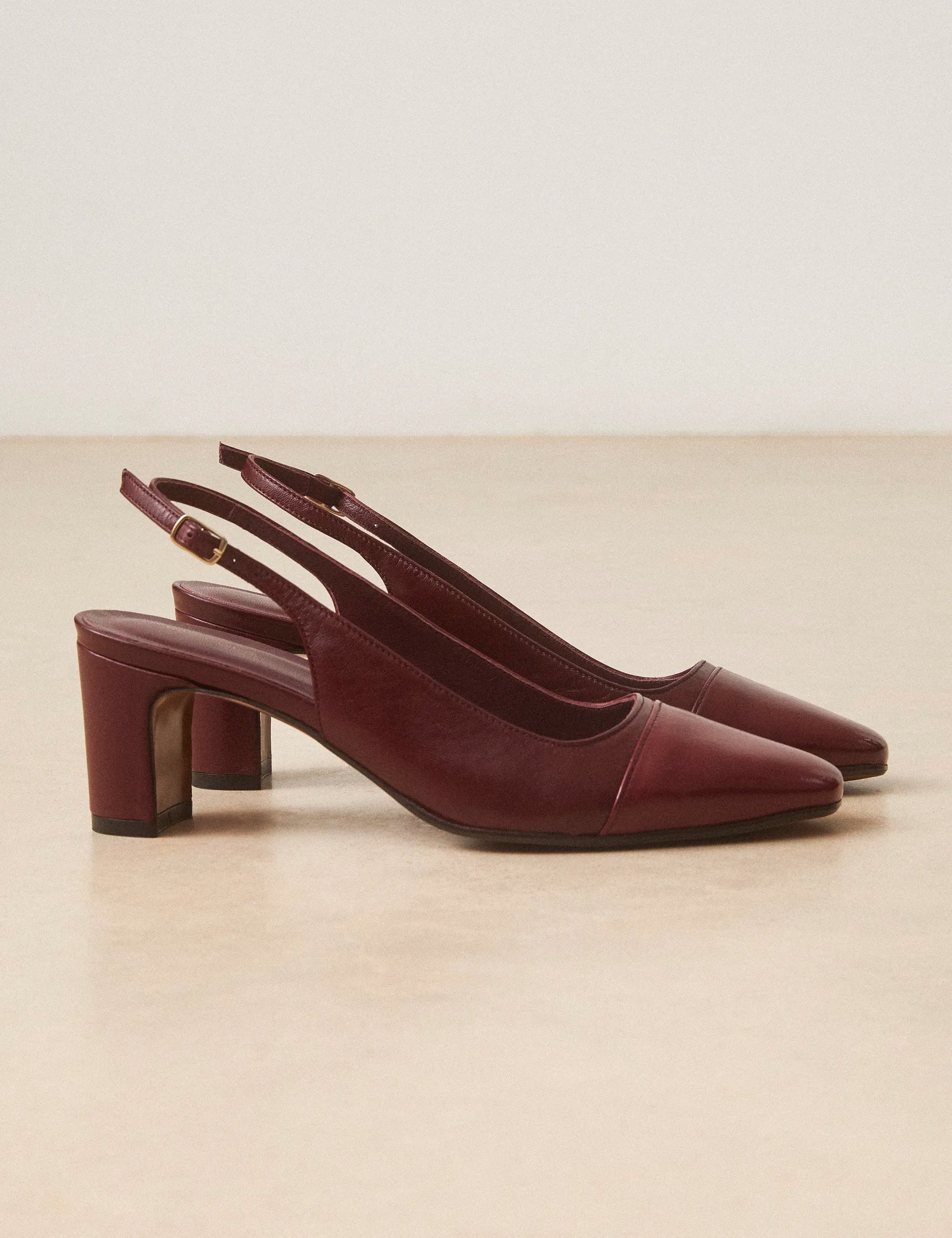 Slingbacks Cuir Nappa / Vernis Bordeaux - Numéro 529 - Rivecour