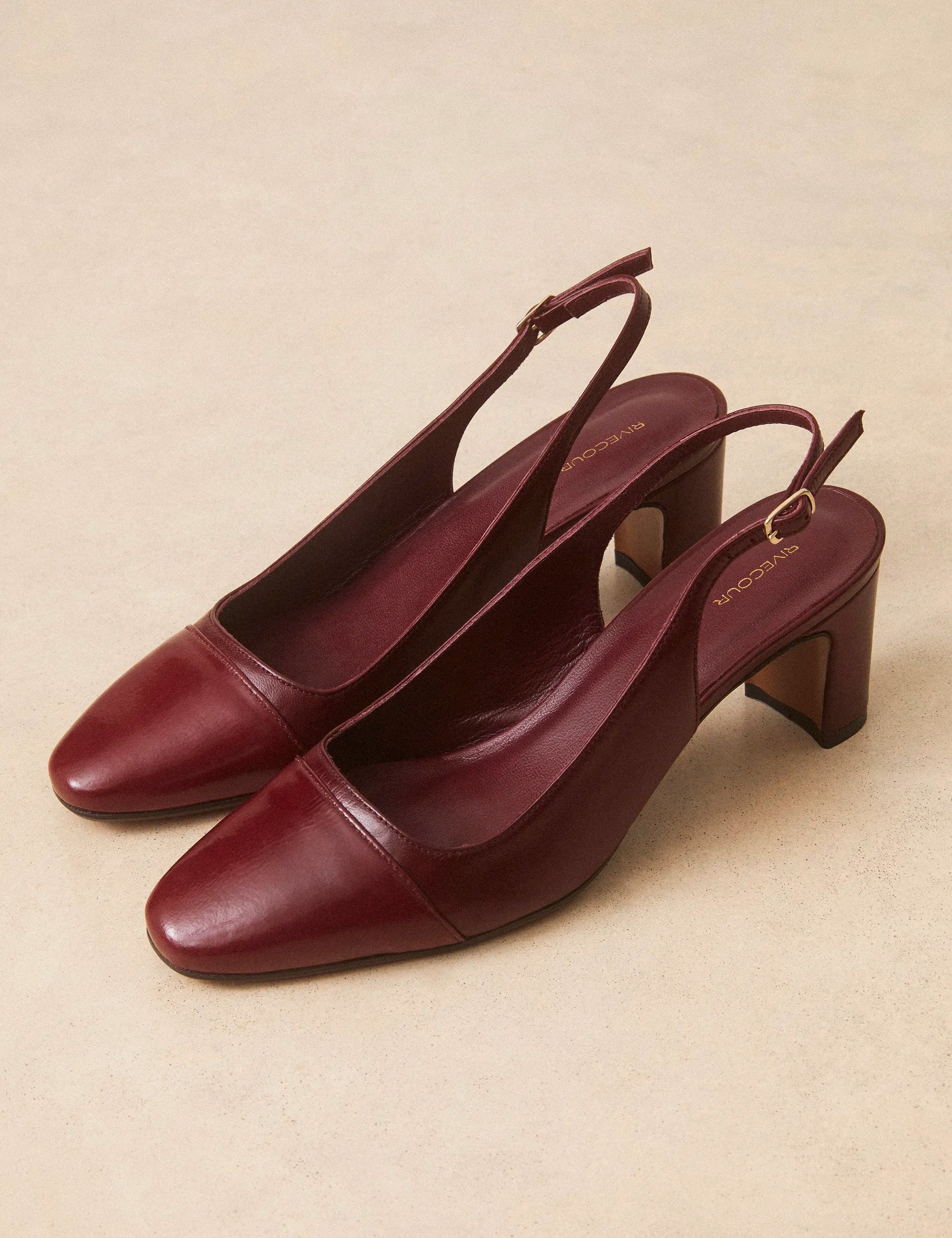 Slingbacks Cuir Nappa / Vernis Bordeaux - Numéro 529 - Rivecour