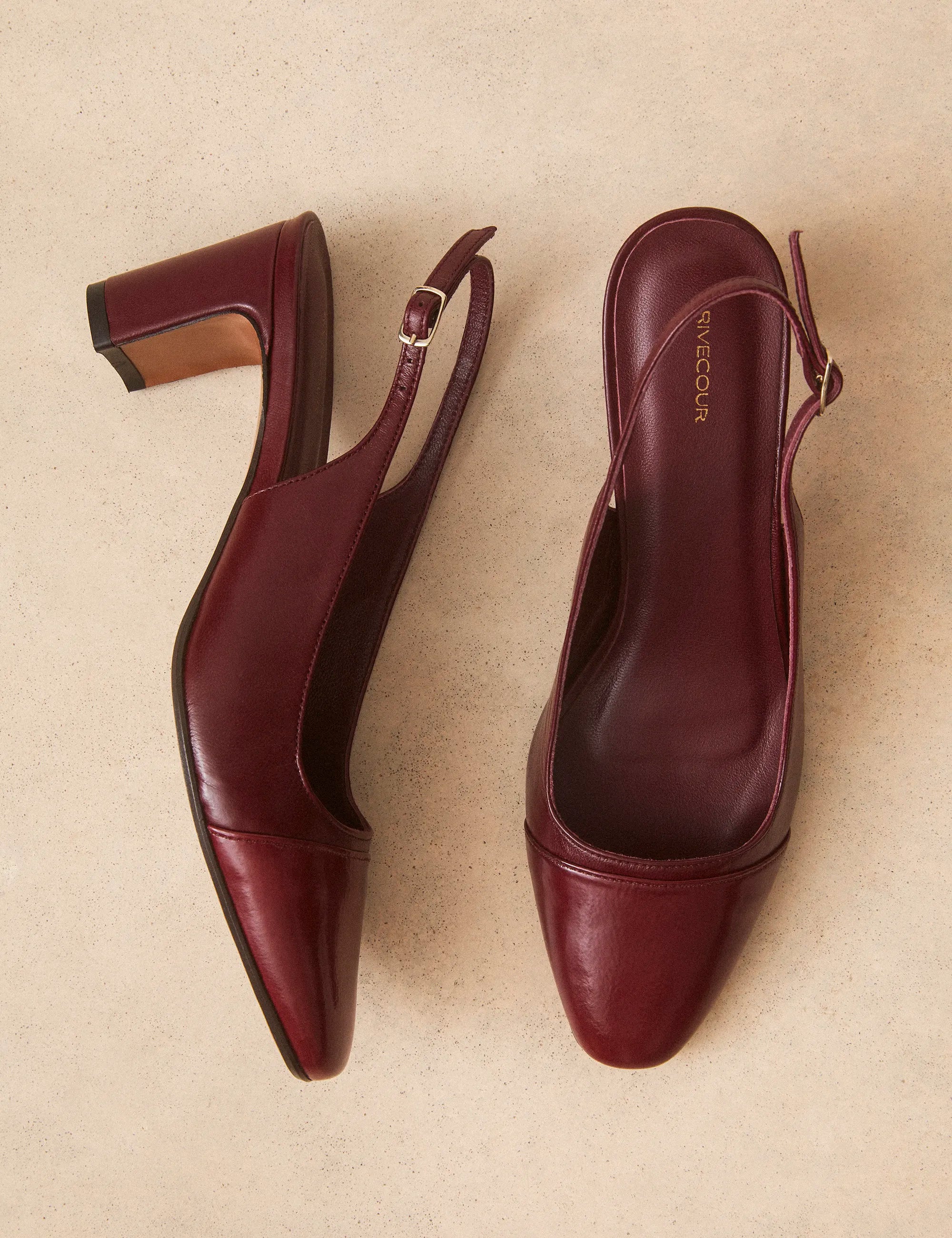 Slingbacks Cuir Nappa / Vernis Bordeaux - Numéro 529 - Rivecour