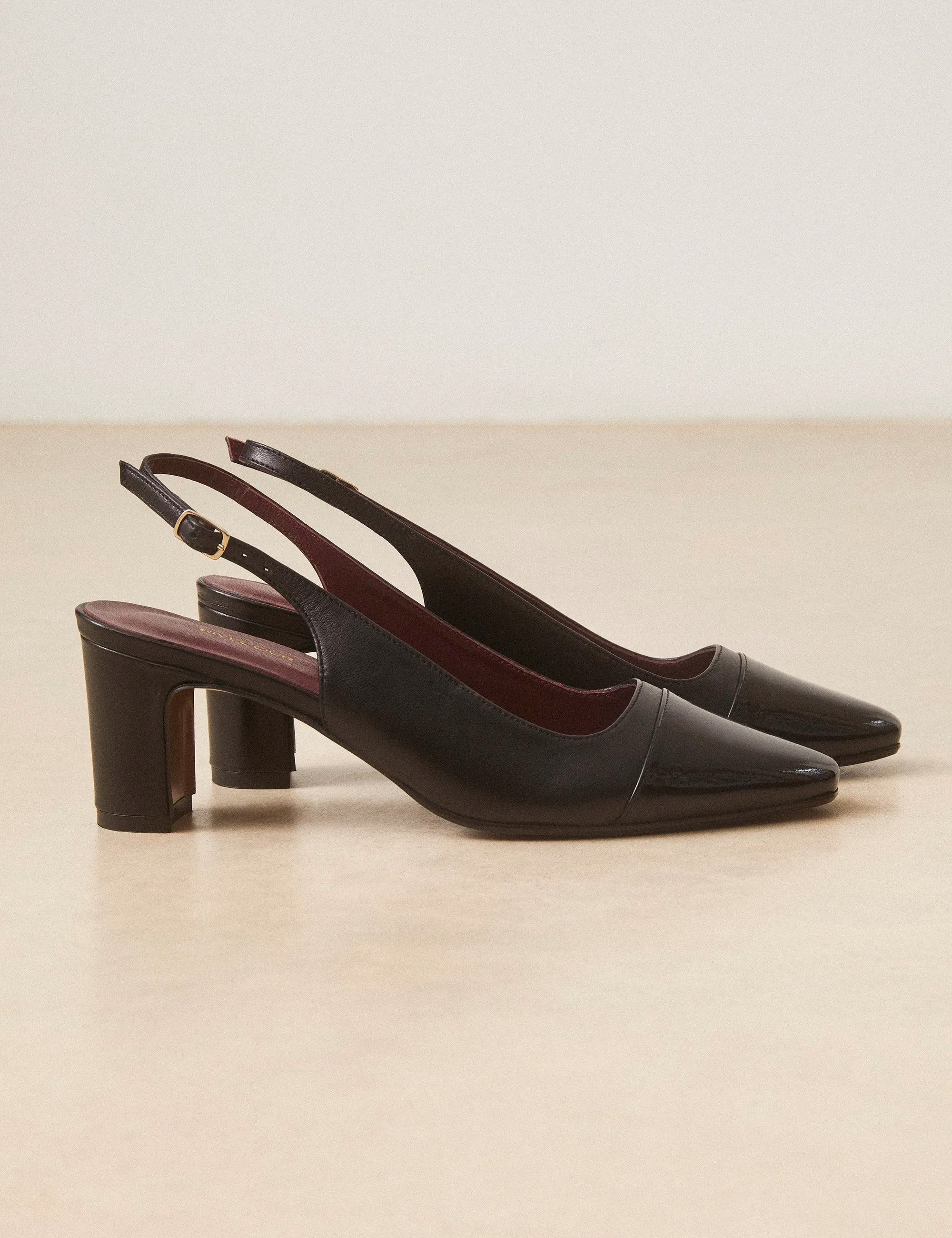 Slingbacks Cuir Nappa / Vernis Noir - Numéro 529 - Rivecour