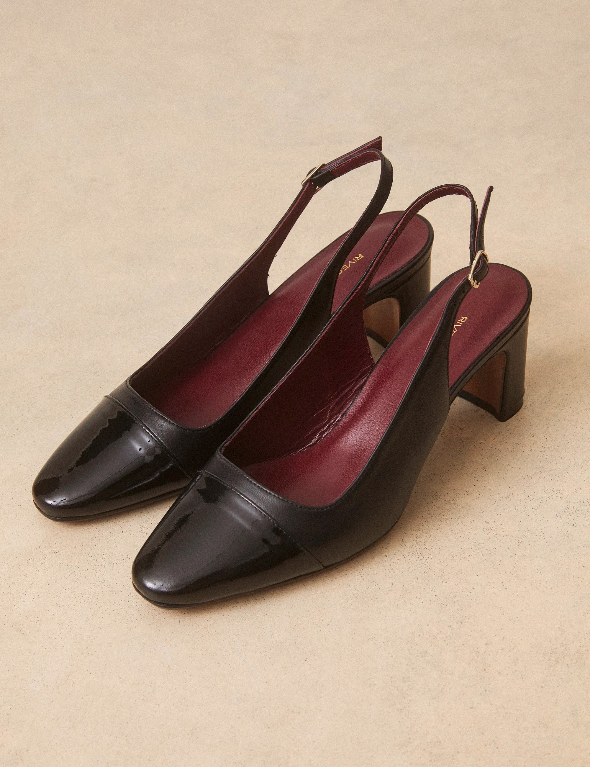 Slingbacks Cuir Nappa / Vernis Noir - Numéro 529 - Rivecour