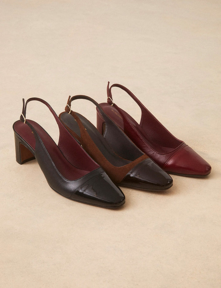 Slingbacks Cuir Nappa / Vernis Bordeaux - Numéro 529 - Rivecour