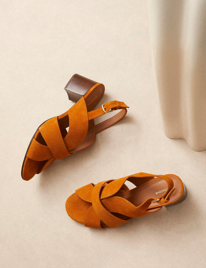 Sandales à talons Suède Caramel - Numéro 551 - Rivecour