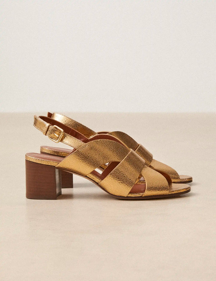Sandals à talons Leather Crackled Gold - Numéro 551 - Rivecour