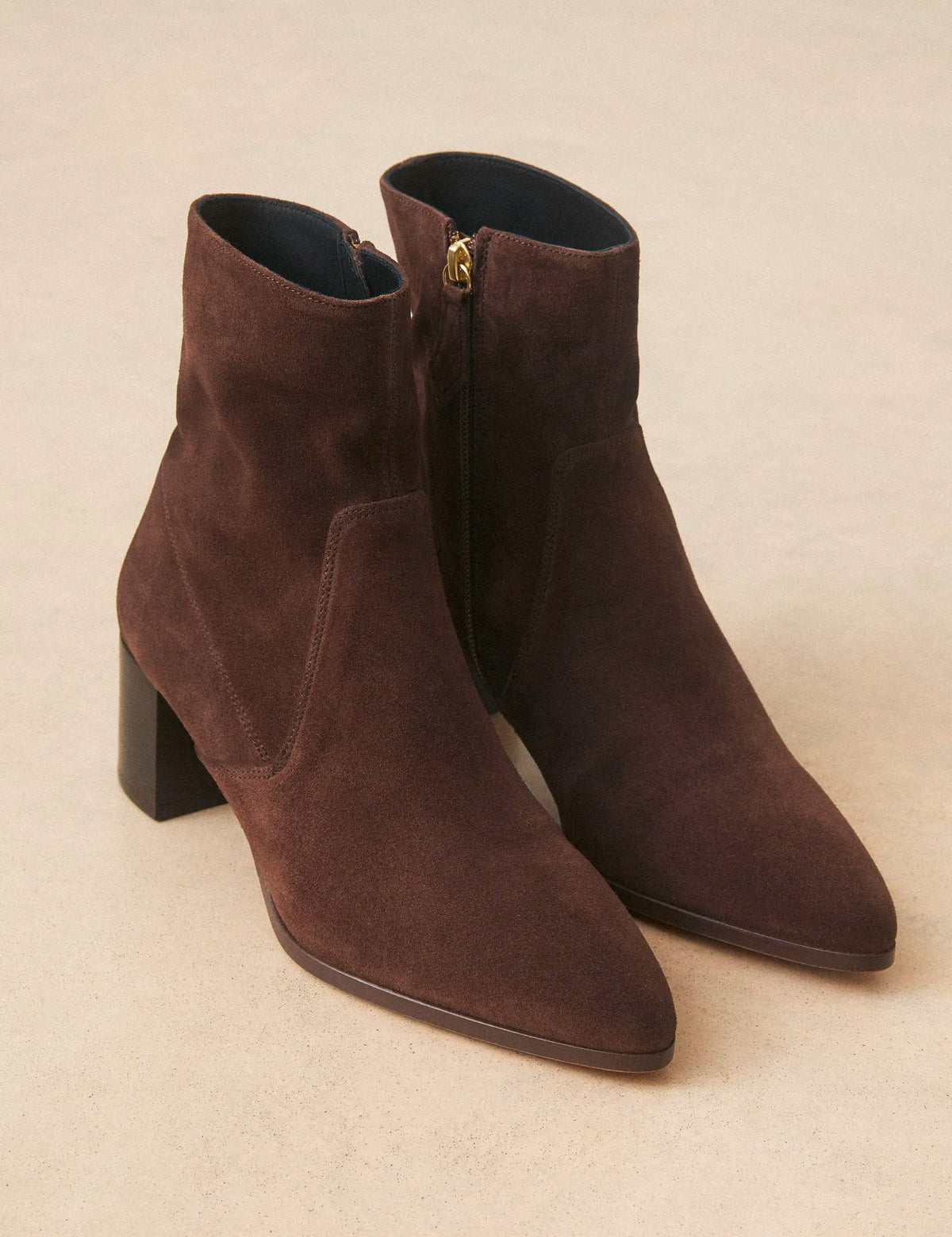 Bottines À Talons Suède Marron Chocolat - Numéro 556 - Rivecour