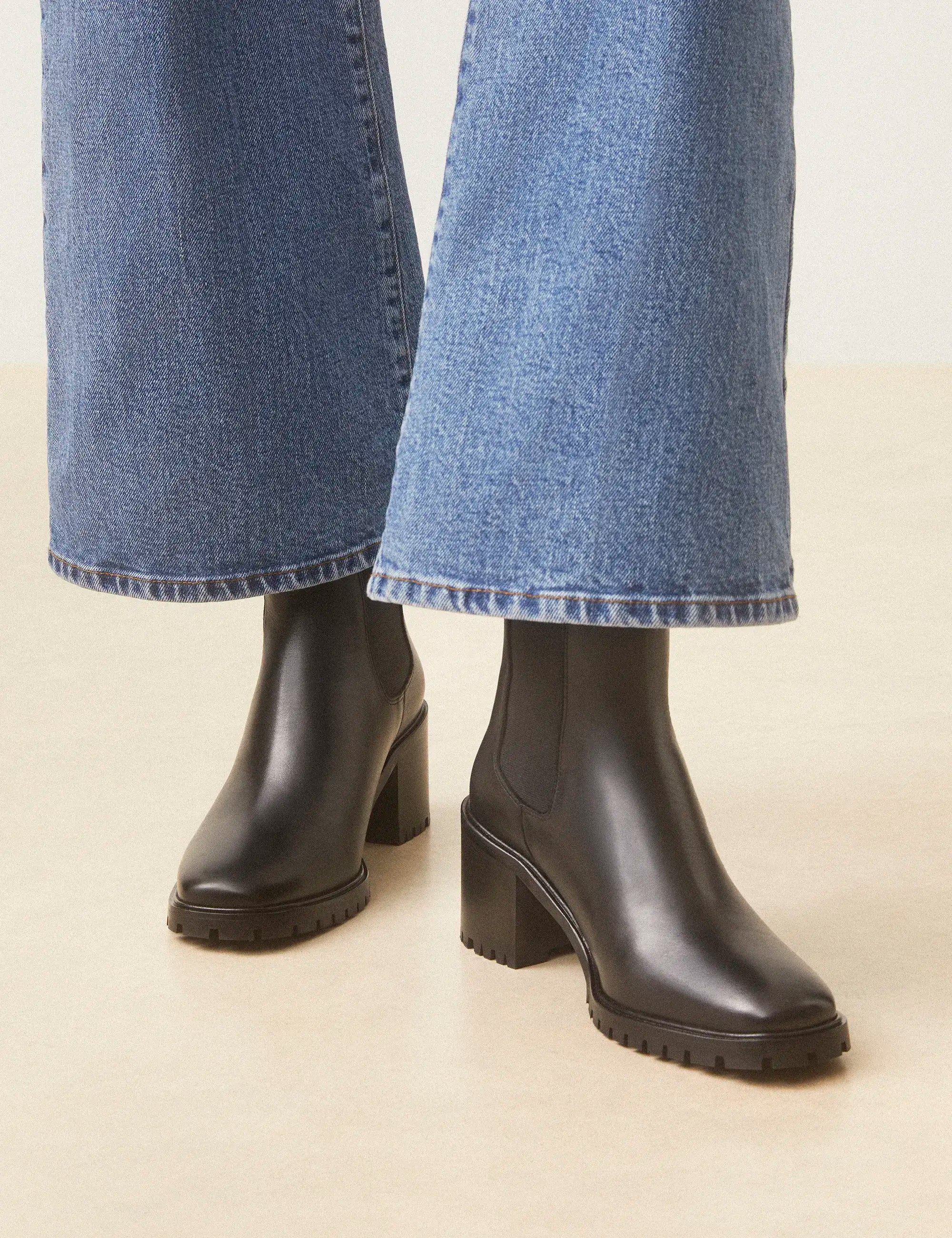 Bottines À Talons Cuir Noir - Numéro 559 - Rivecour