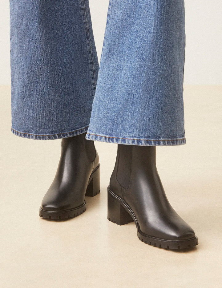 Bottines À Talons Cuir Noir - Numéro 559 - Rivecour