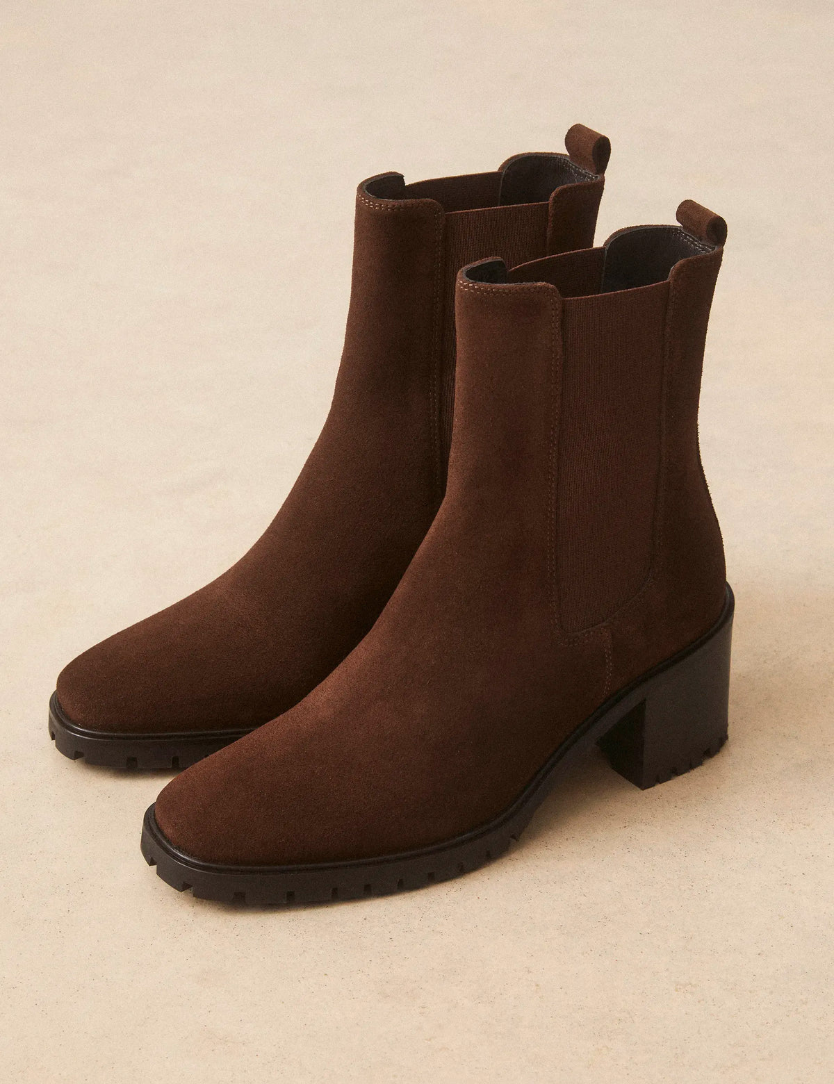 Bottines À Talons Suède Noisette - Numéro 559 - Rivecour