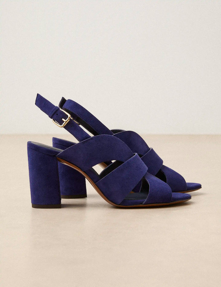 Sandales À Talons Suède Bleu Saphir - Numéro 55 - Rivecour