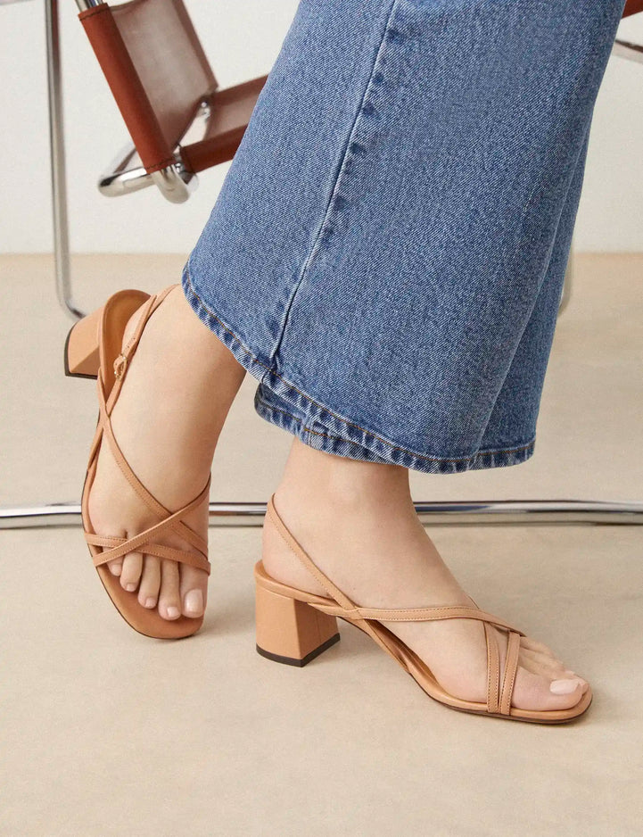 Sandales à talons Cuir Nappa Camel - Numéro 576 - Rivecour