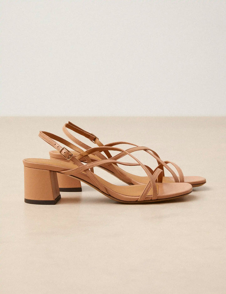 Sandales à talons Cuir Nappa Camel - Numéro 576 - Rivecour
