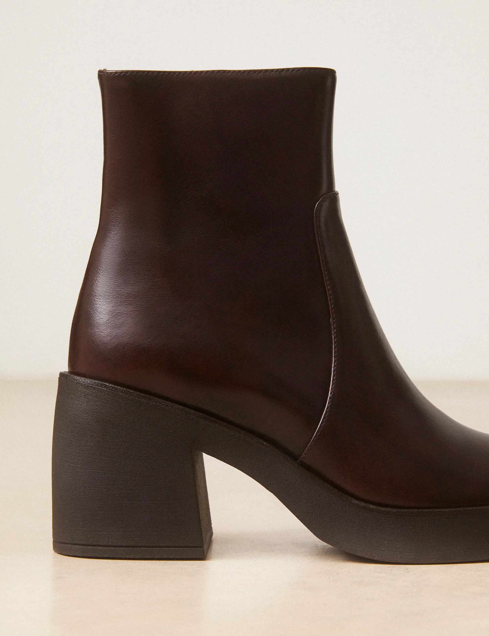 Bottines À Talons Cuir Marron Chocolat - Numéro 582 - Rivecour