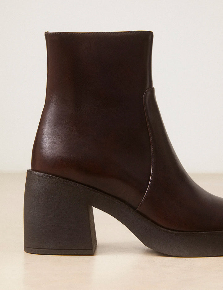 Bottines À Talons Cuir Marron Chocolat - Numéro 582 - Rivecour