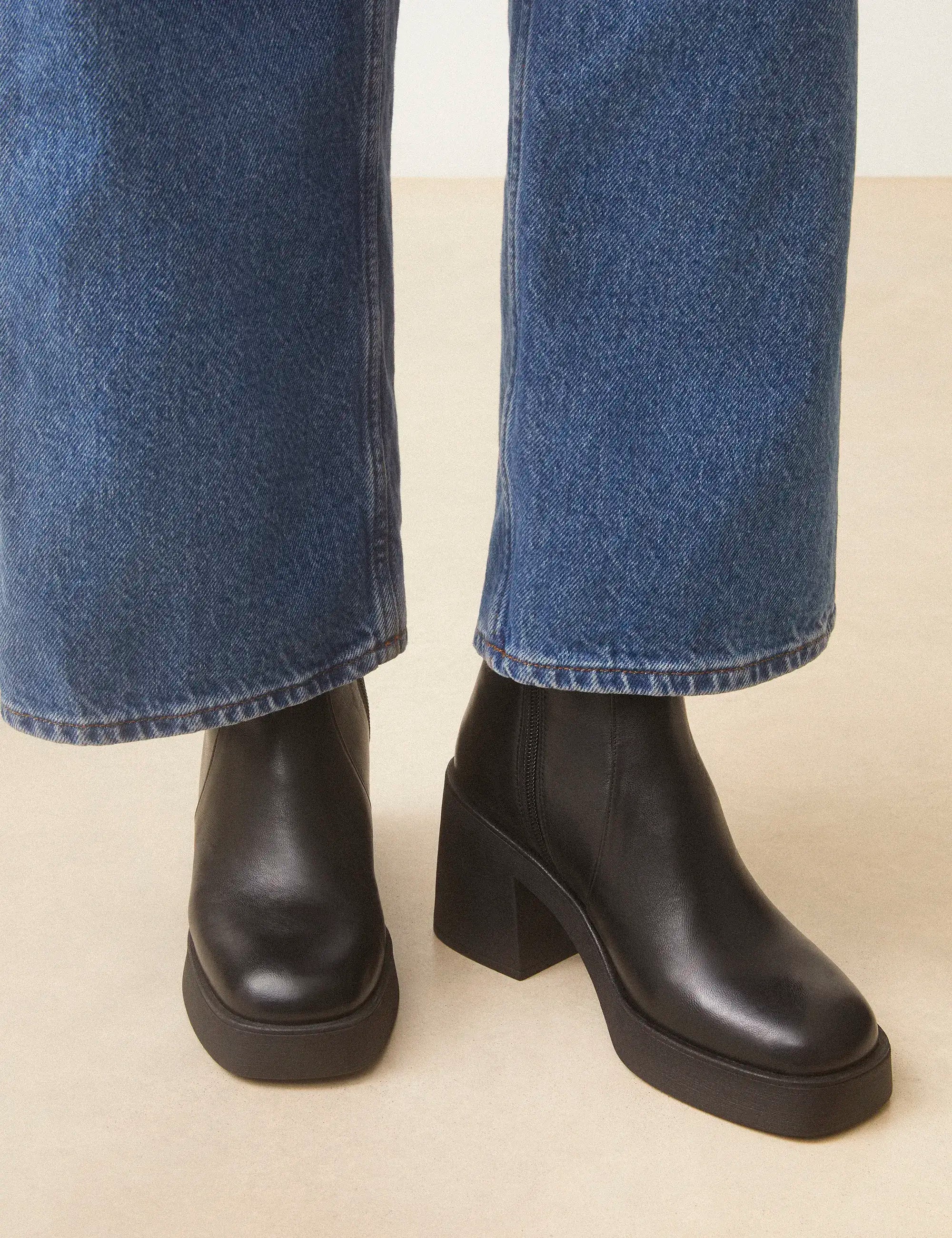 Bottines À Talons Cuir Nappa Noir - Numéro 582 - Rivecour
