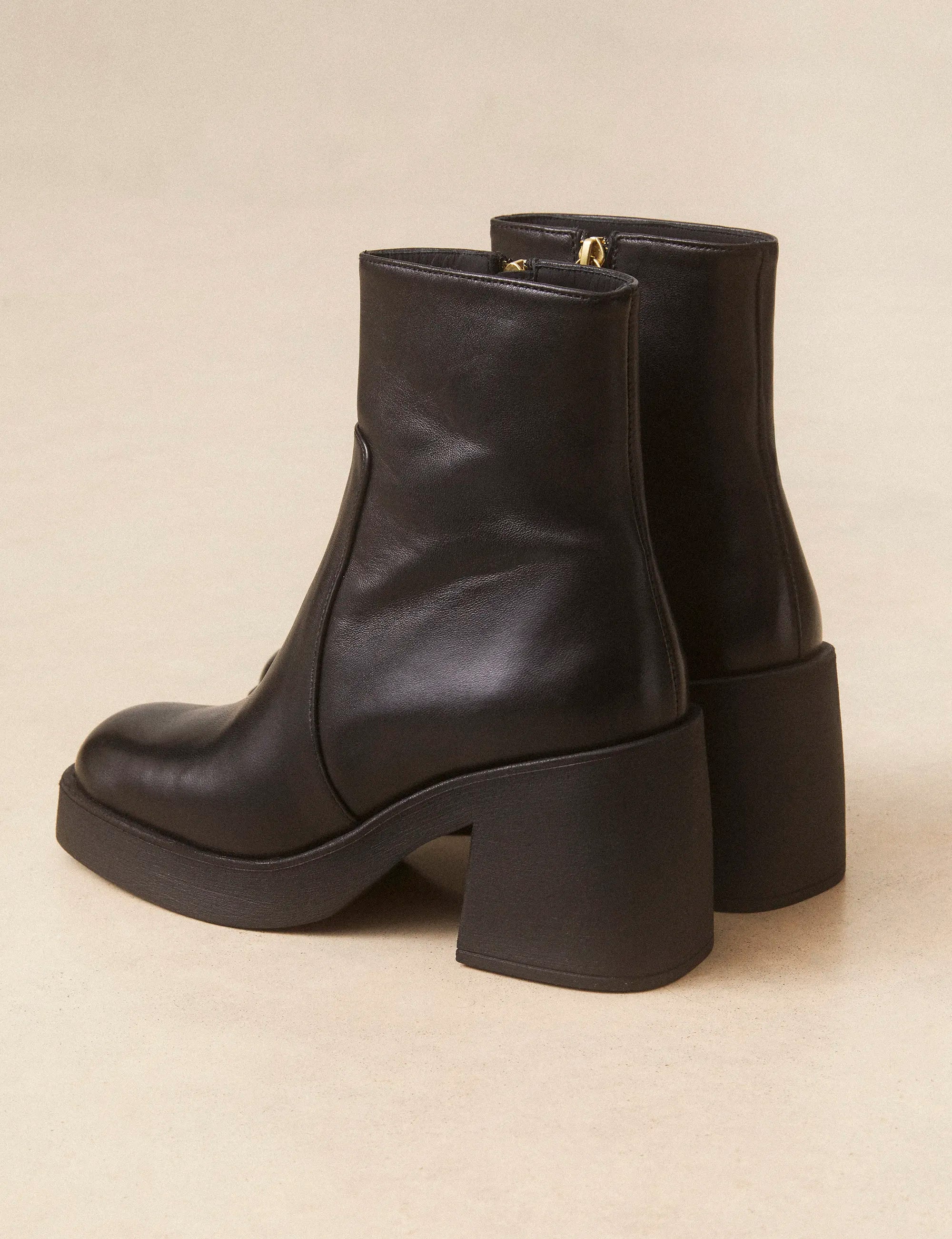 Bottines À Talons Cuir Nappa Noir - Numéro 582 - Rivecour