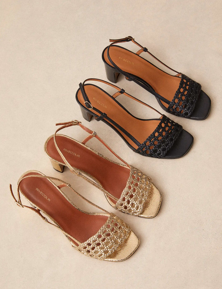 Sandals À Talons Leather Nappa Black - Numéro 592 - Rivecour