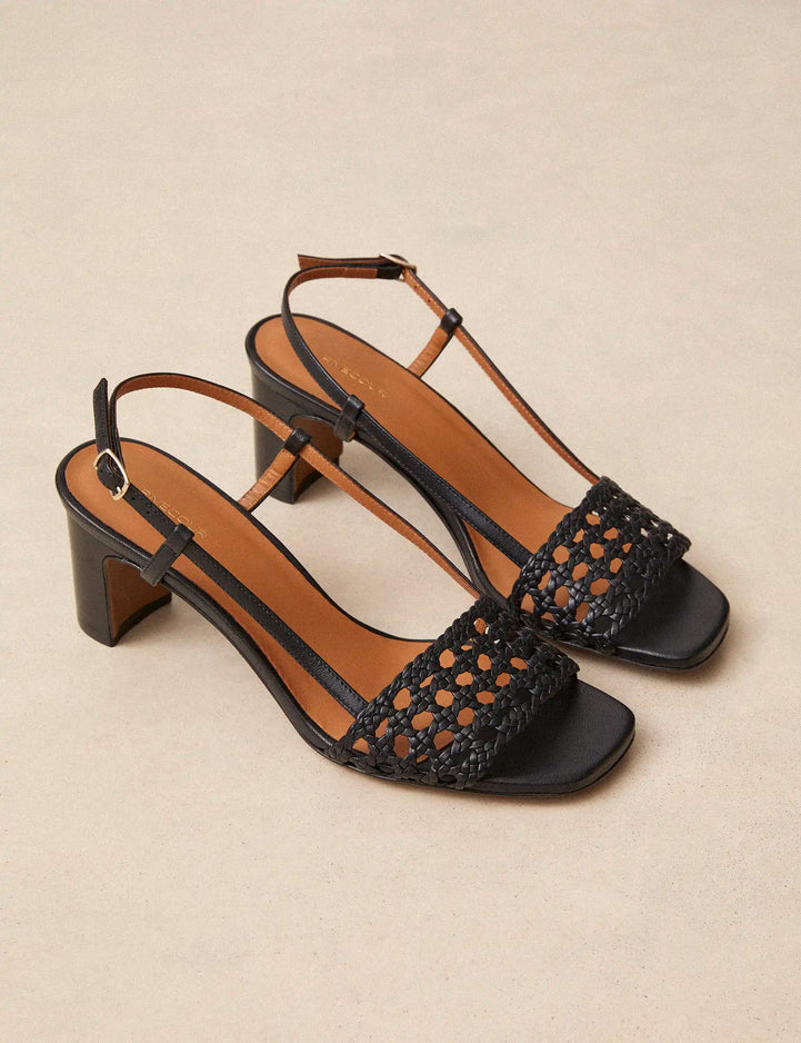 Sandals À Talons Leather Nappa Black - Numéro 592 - Rivecour