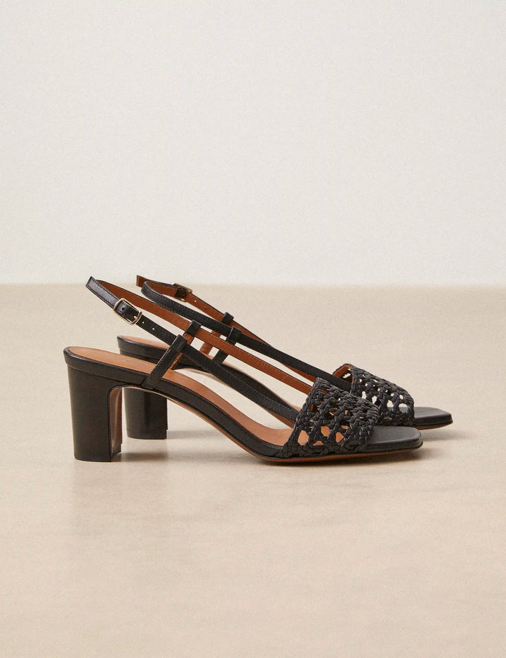 Sandals À Talons Leather Nappa Black - Numéro 592 - Rivecour