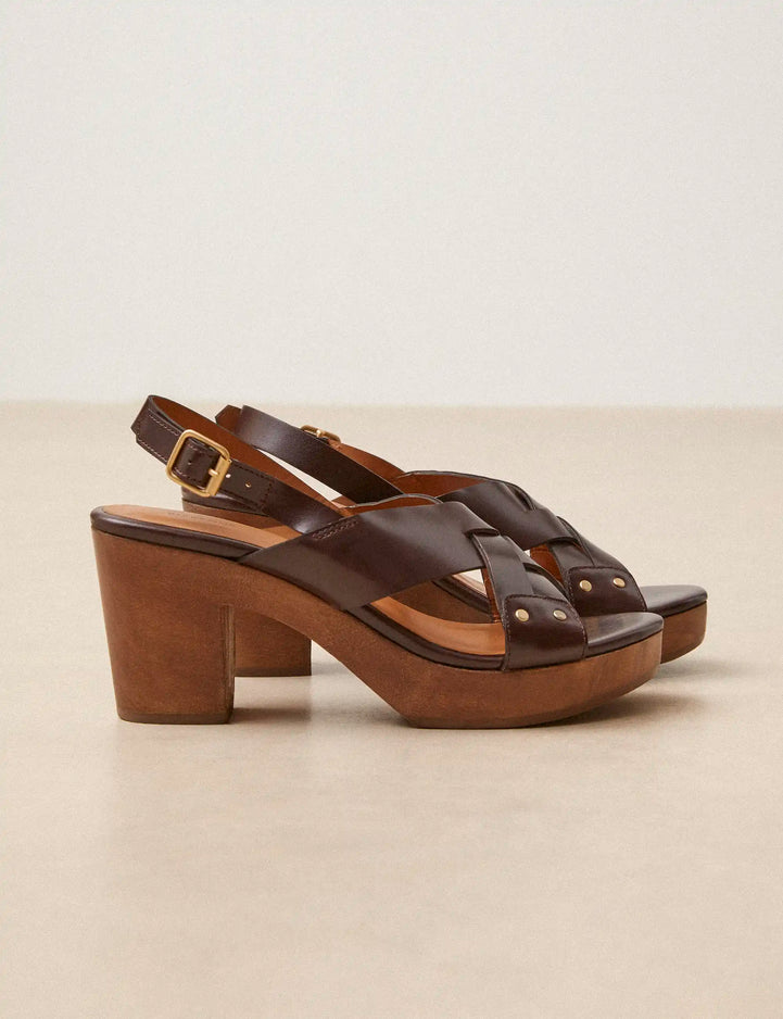Sandals à talons Leather Ebony - Numéro 607 - Rivecour