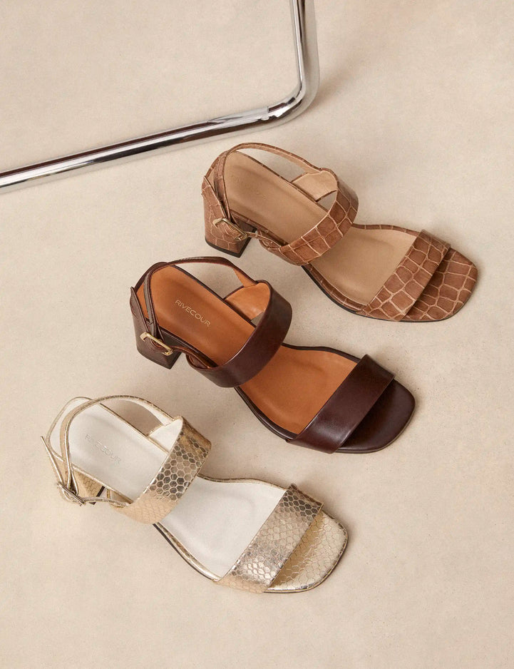 Sandales À Talons Cuir Marron Chocolat - Numéro 624 - Rivecour