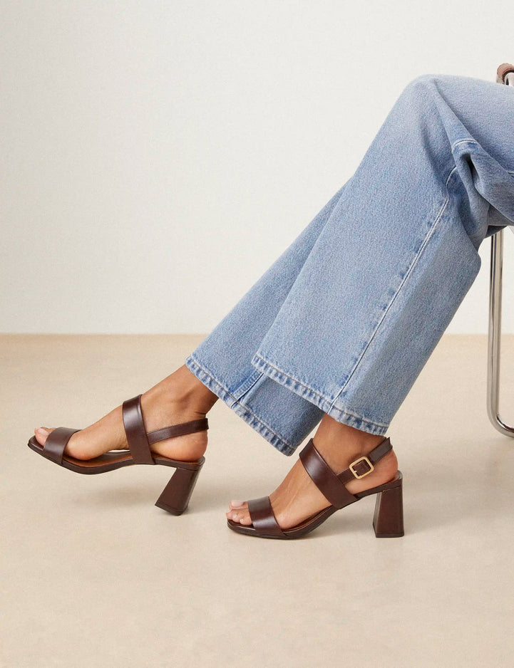 Sandales À Talons Cuir Marron Chocolat - Numéro 624 - Rivecour