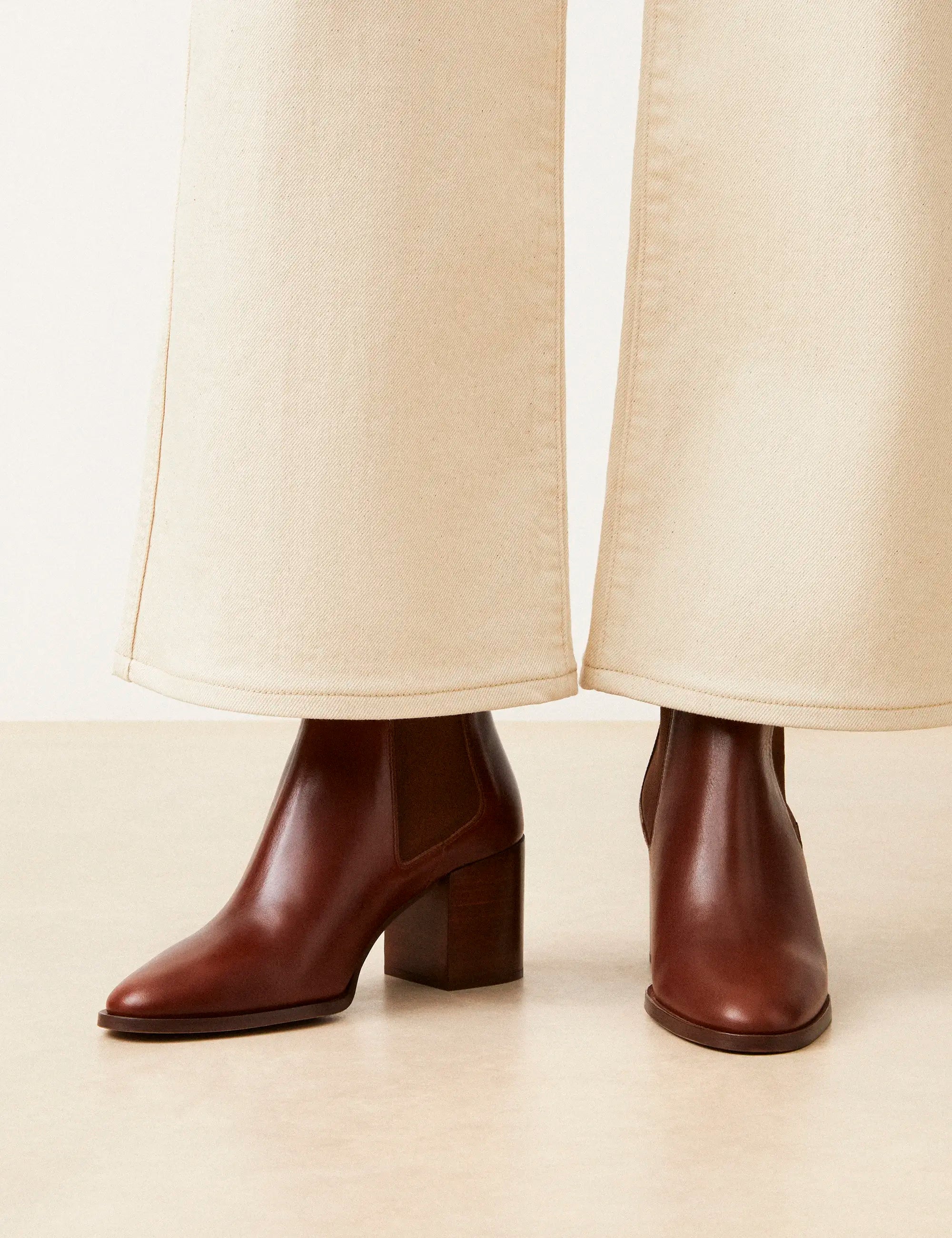 Bottines À Talons Cuir Cognac - Numéro 663 - Rivecour