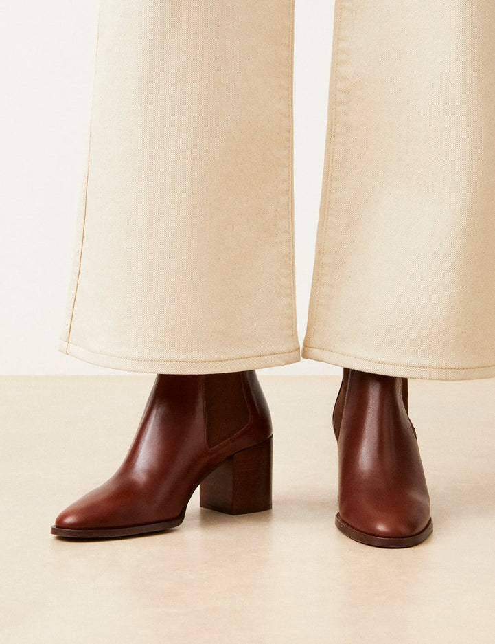 Bottines À Talons Cuir Cognac - Numéro 663 - Rivecour