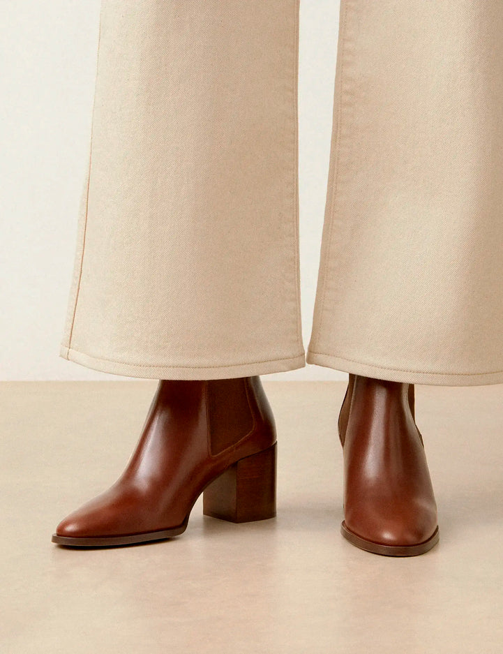 Bottines À Talons Cuir Cognac - Numéro 663 - Rivecour