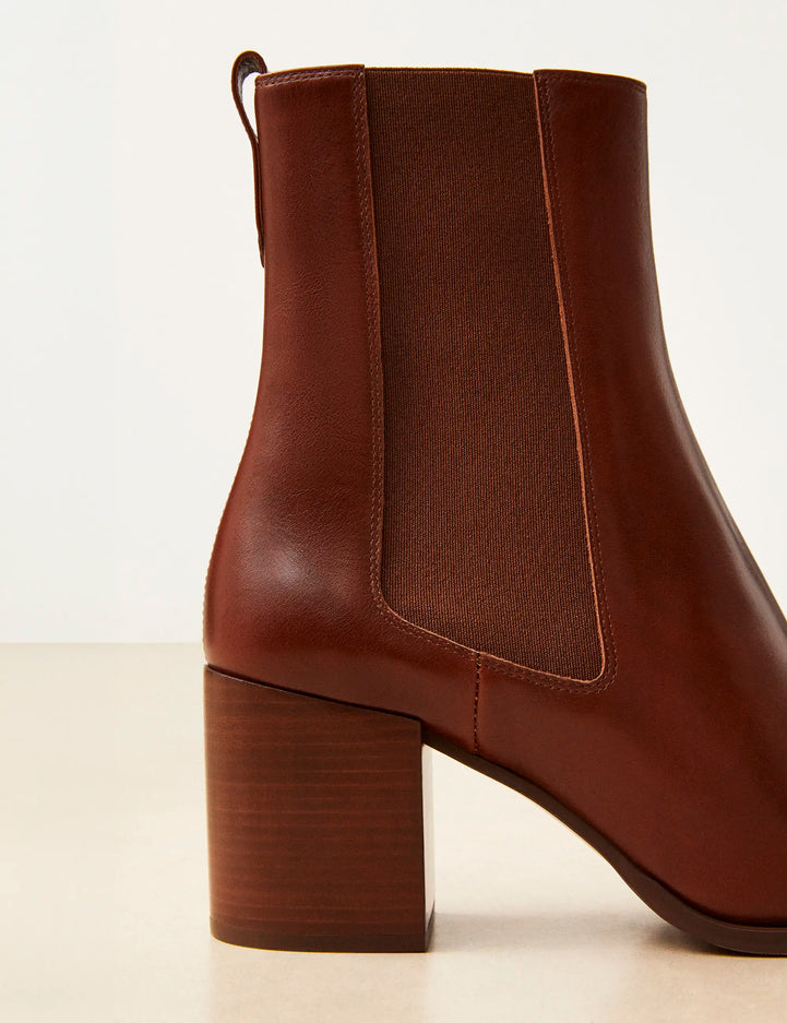 Bottines À Talons Cuir Cognac - Numéro 663 - Rivecour