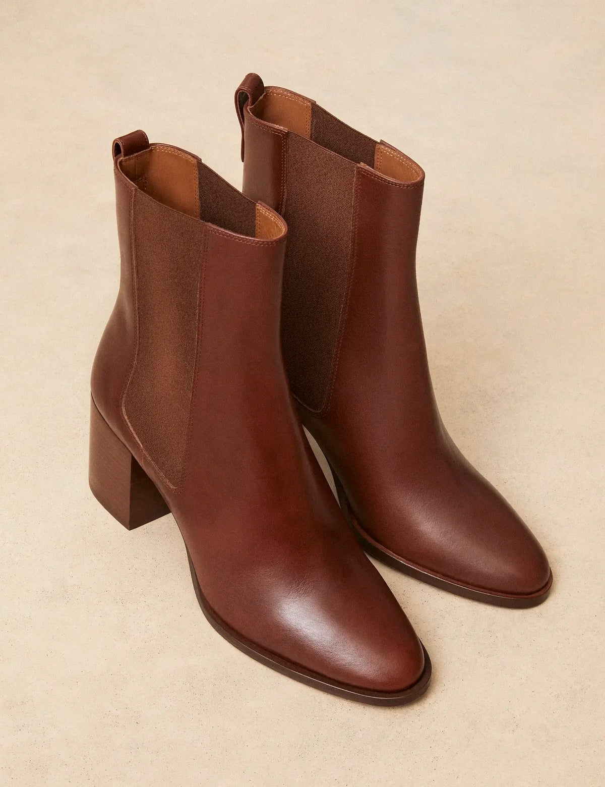 Bottines À Talons Cuir Cognac - Numéro 663 - Rivecour