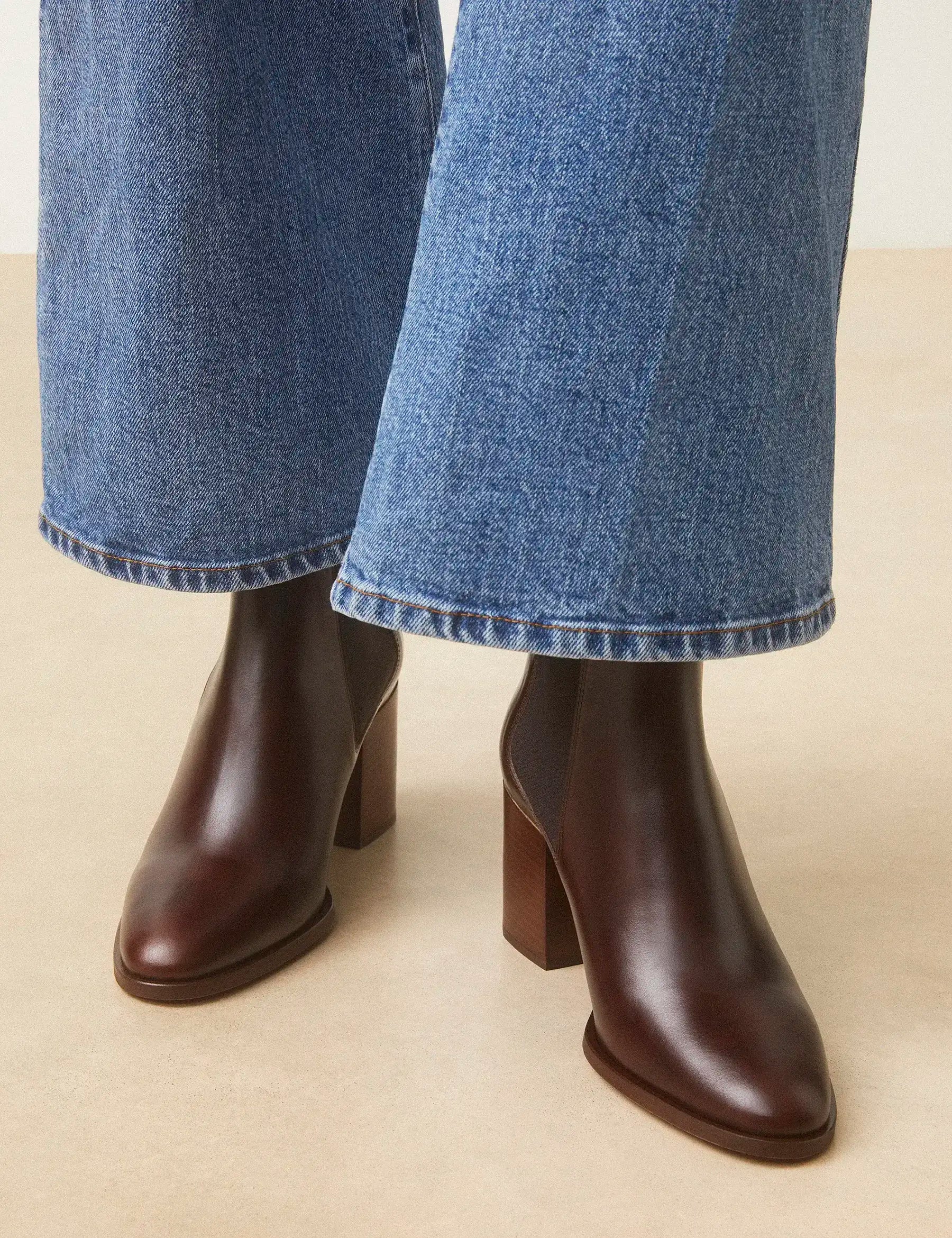 Bottines À Talons Cuir Marron Chocolat - Numéro 663 - Rivecour