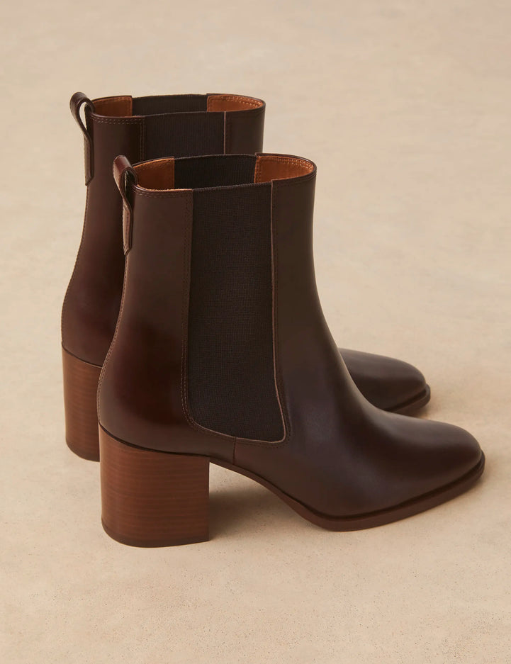 Bottines À Talons Cuir Marron Chocolat - Numéro 663 - Rivecour