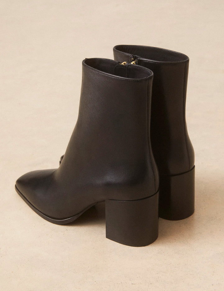 Bottines À Talons Cuir Noir - Numéro 670 - Rivecour