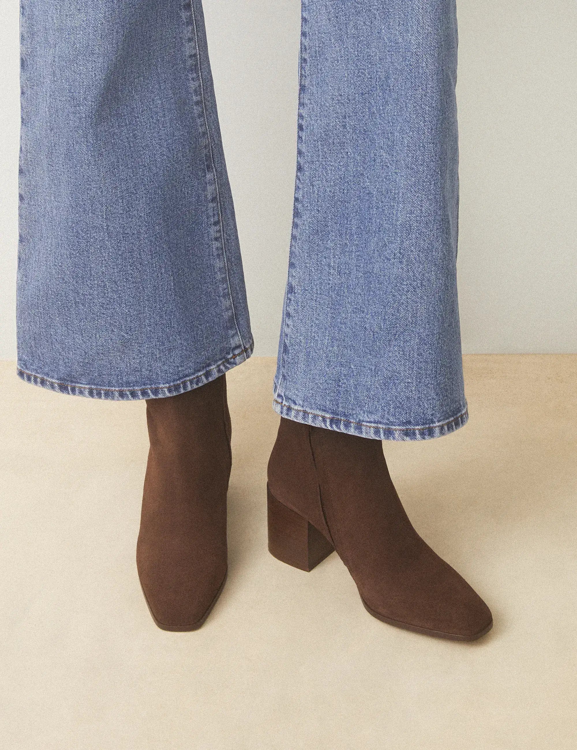 Bottines À Talons Suède Marron Chocolat - Numéro 670 - Rivecour