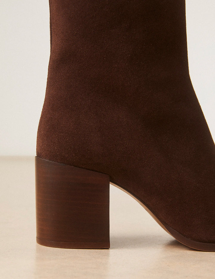 Bottines À Talons Suède Marron Chocolat - Numéro 670 - Rivecour