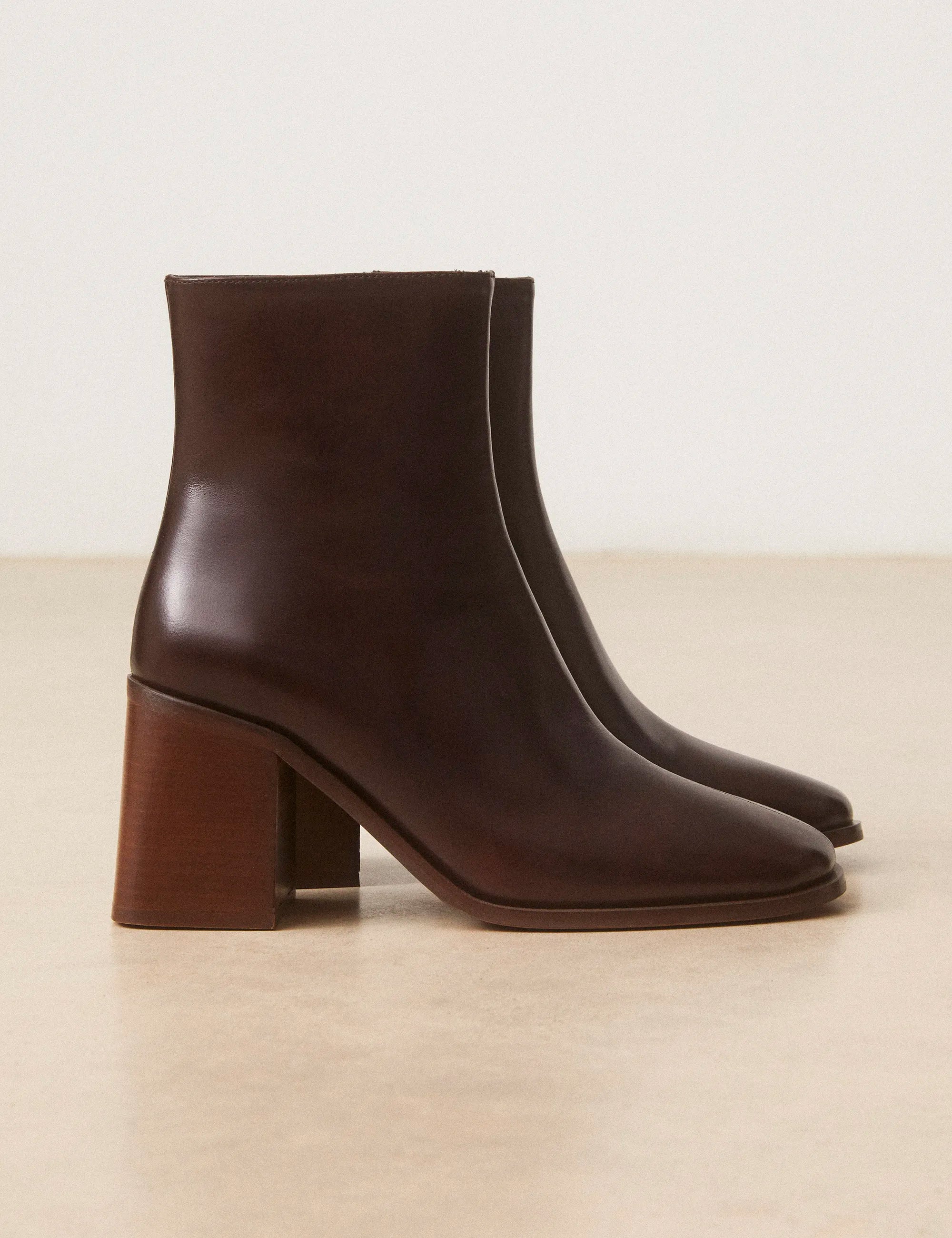 Bottines À Talons Cuir Marron Chocolat - Numéro 707 - Rivecour