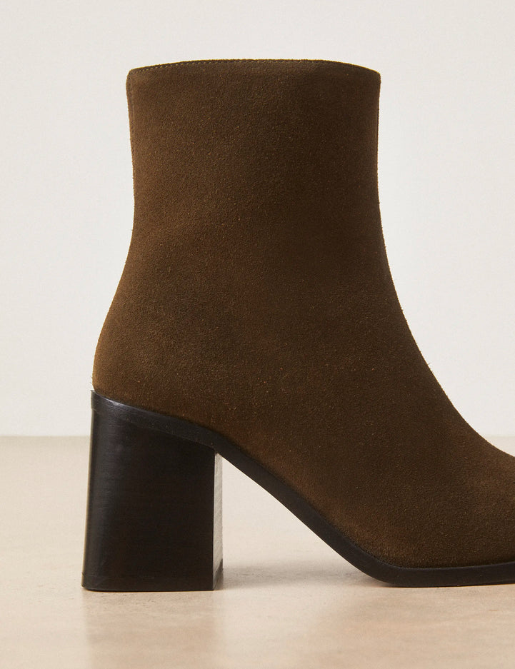 Bottines À Talons Suède Kaki - Numéro 707 - Rivecour