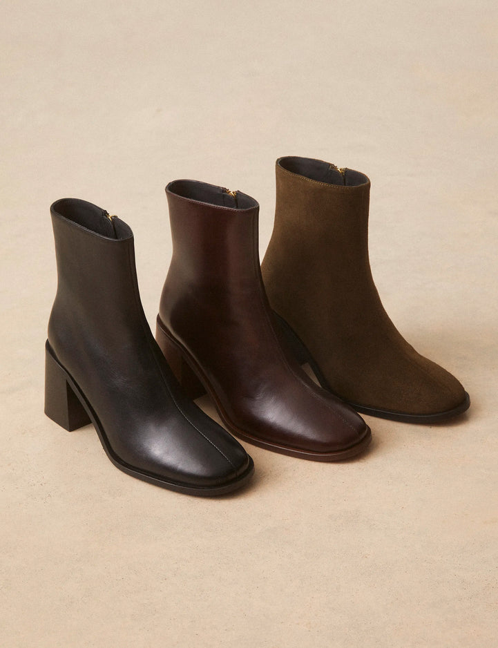 Bottines À Talons Suède Kaki - Numéro 707 - Rivecour
