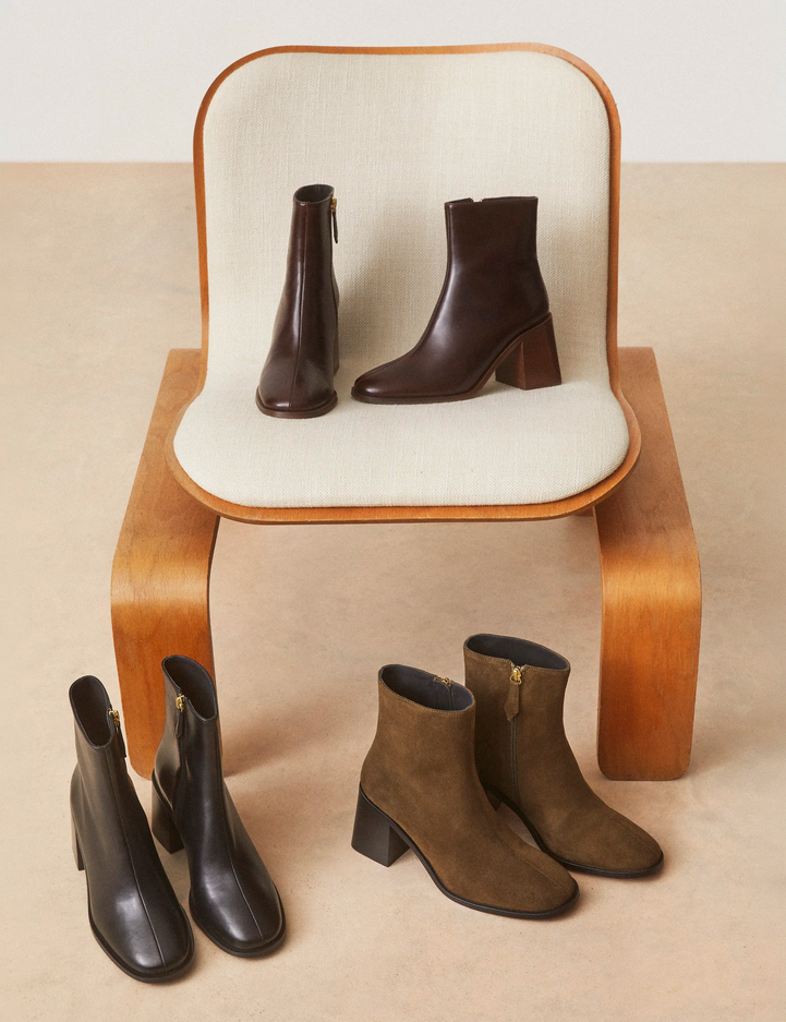 Bottines À Talons Cuir Noir - Numéro 707 - Rivecour