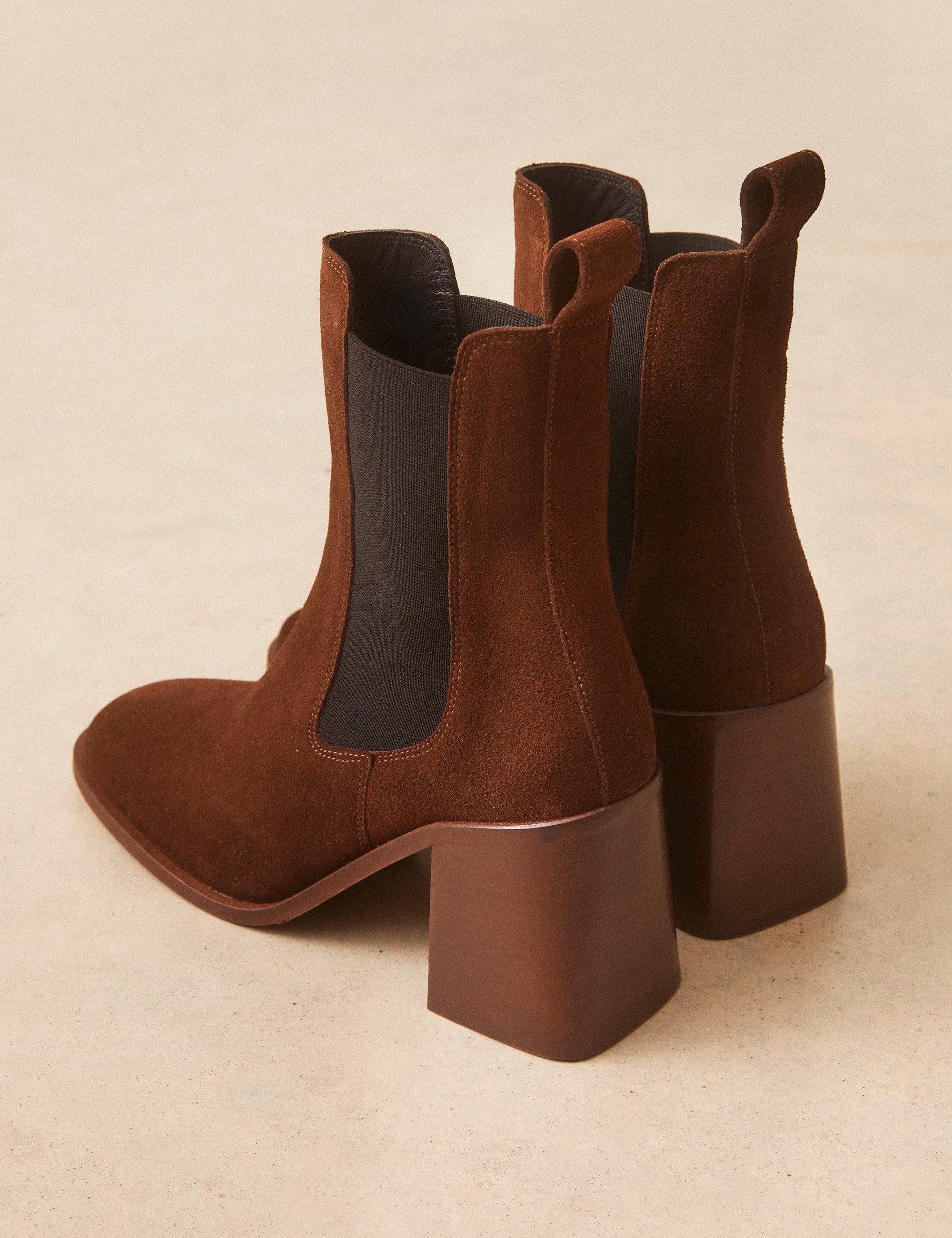 Bottines À Talons Suède Noisette - Numéro 708 - Rivecour