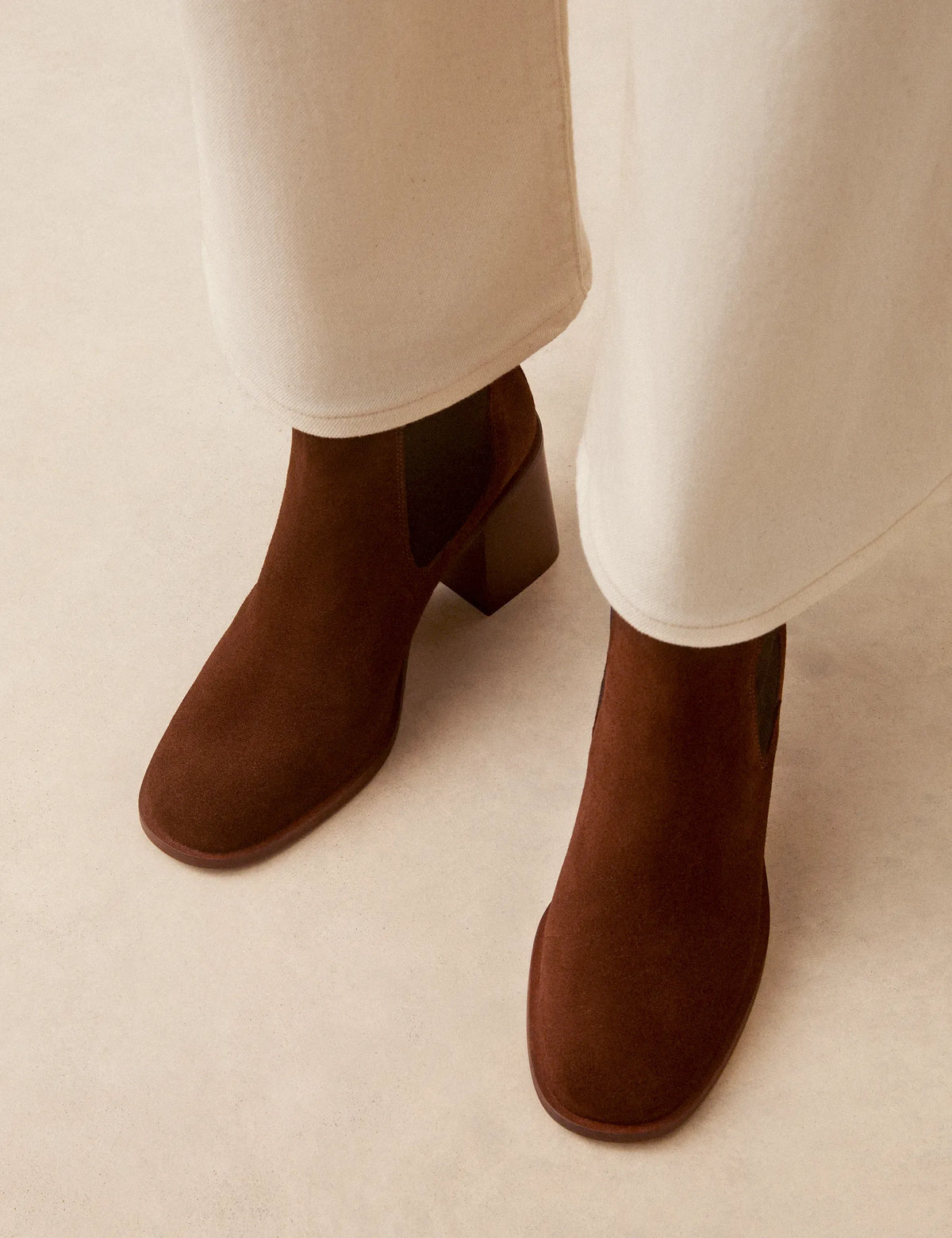 Bottines À Talons Suède Noisette - Numéro 708 - Rivecour