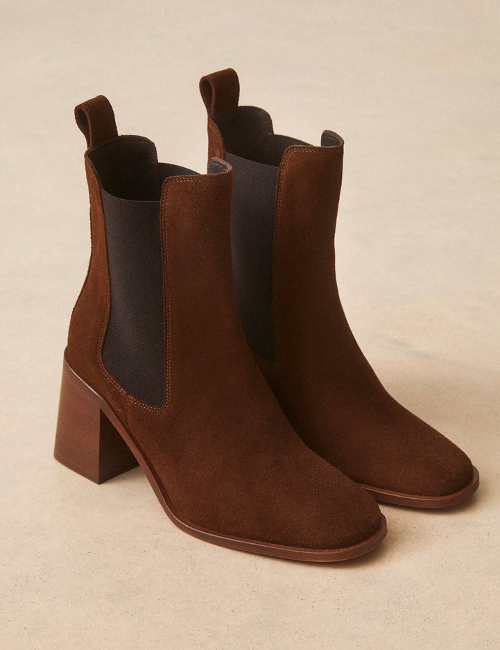 Bottines À Talons Suède Noisette - Numéro 708 - Rivecour
