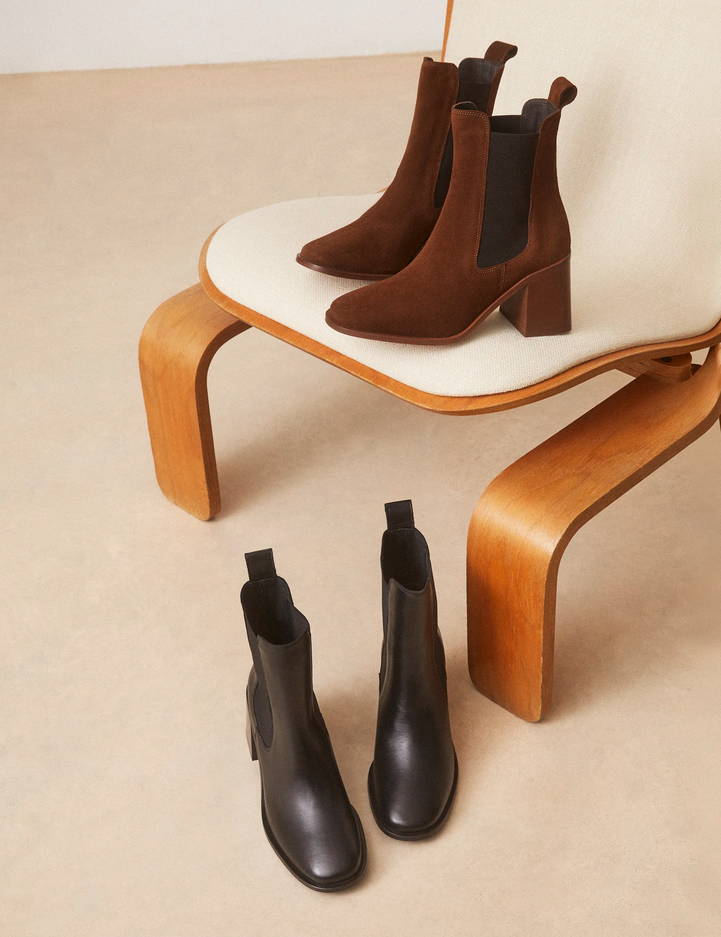 Bottines À Talons Suède Noisette - Numéro 708 - Rivecour