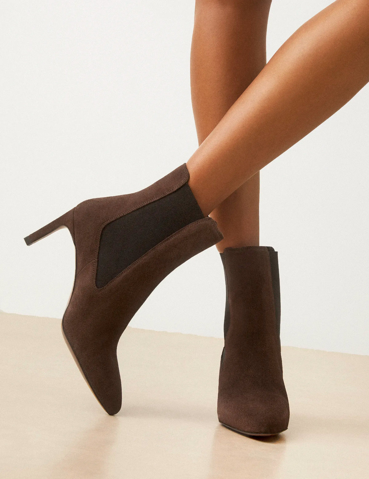 Bottines À Talons Suède Marron Chocolat - Numéro 711 - Rivecour