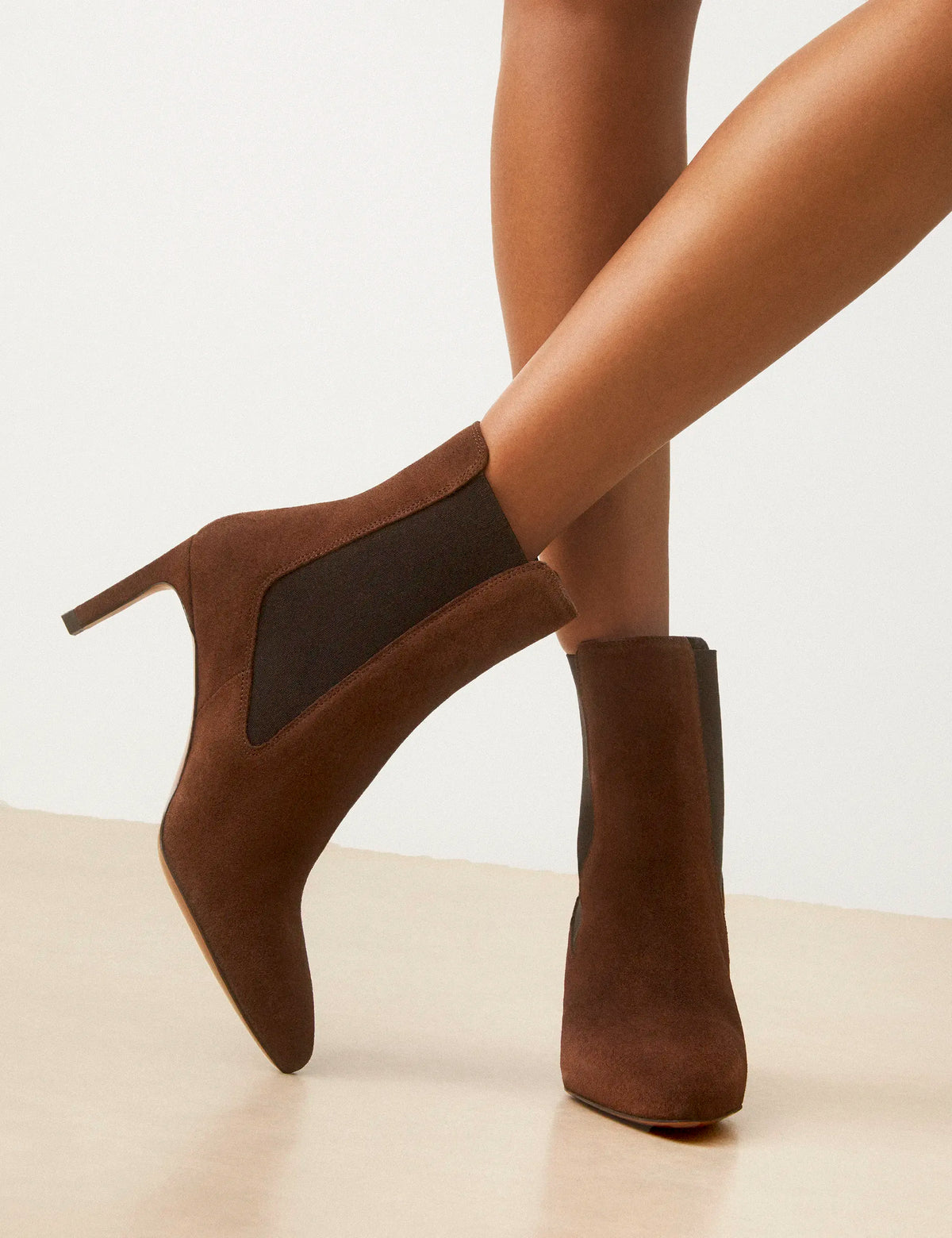 Bottines À Talons Suède Marron Chocolat - Numéro 711 - Rivecour