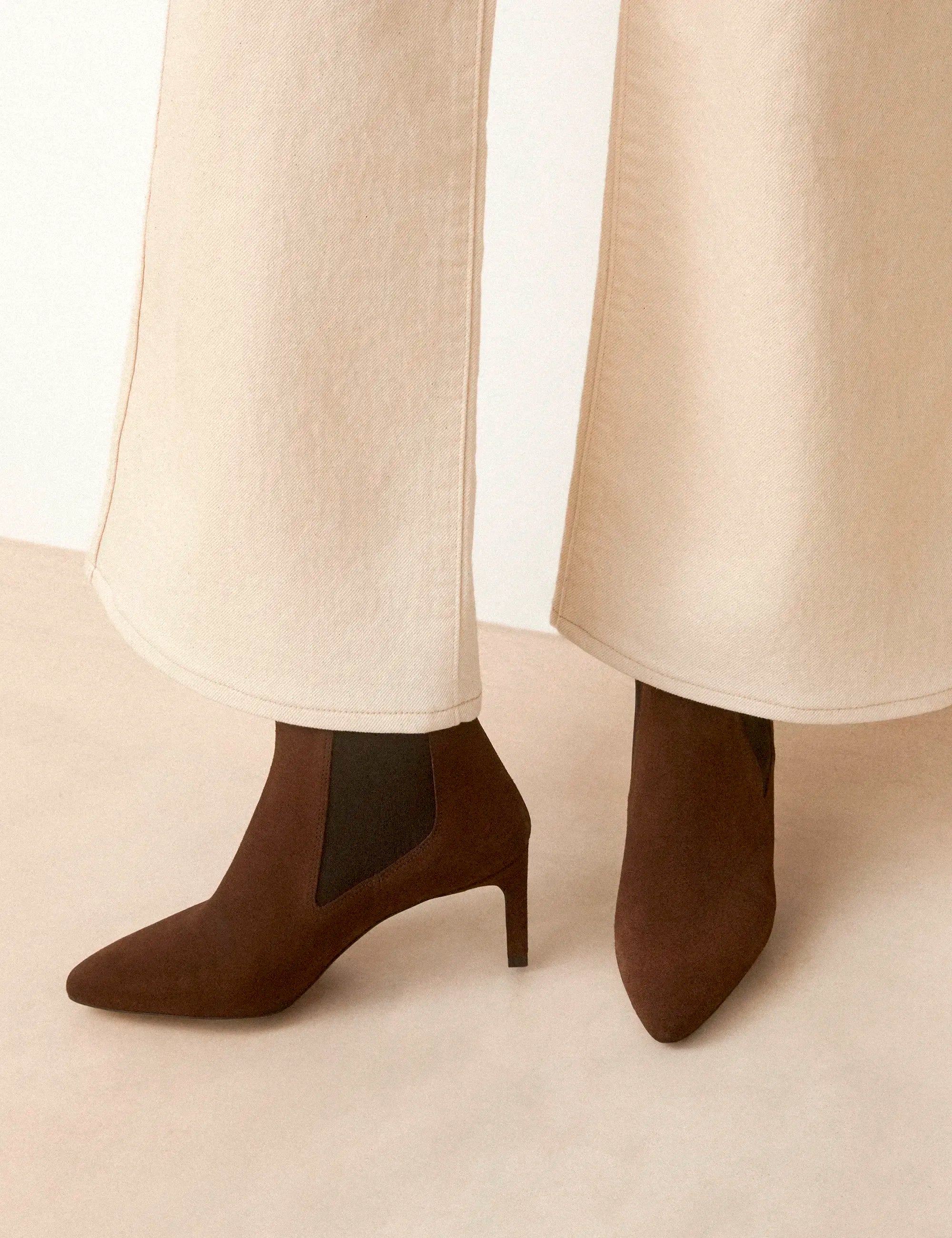 Bottines À Talons Suède Marron Chocolat - Numéro 711 - Rivecour