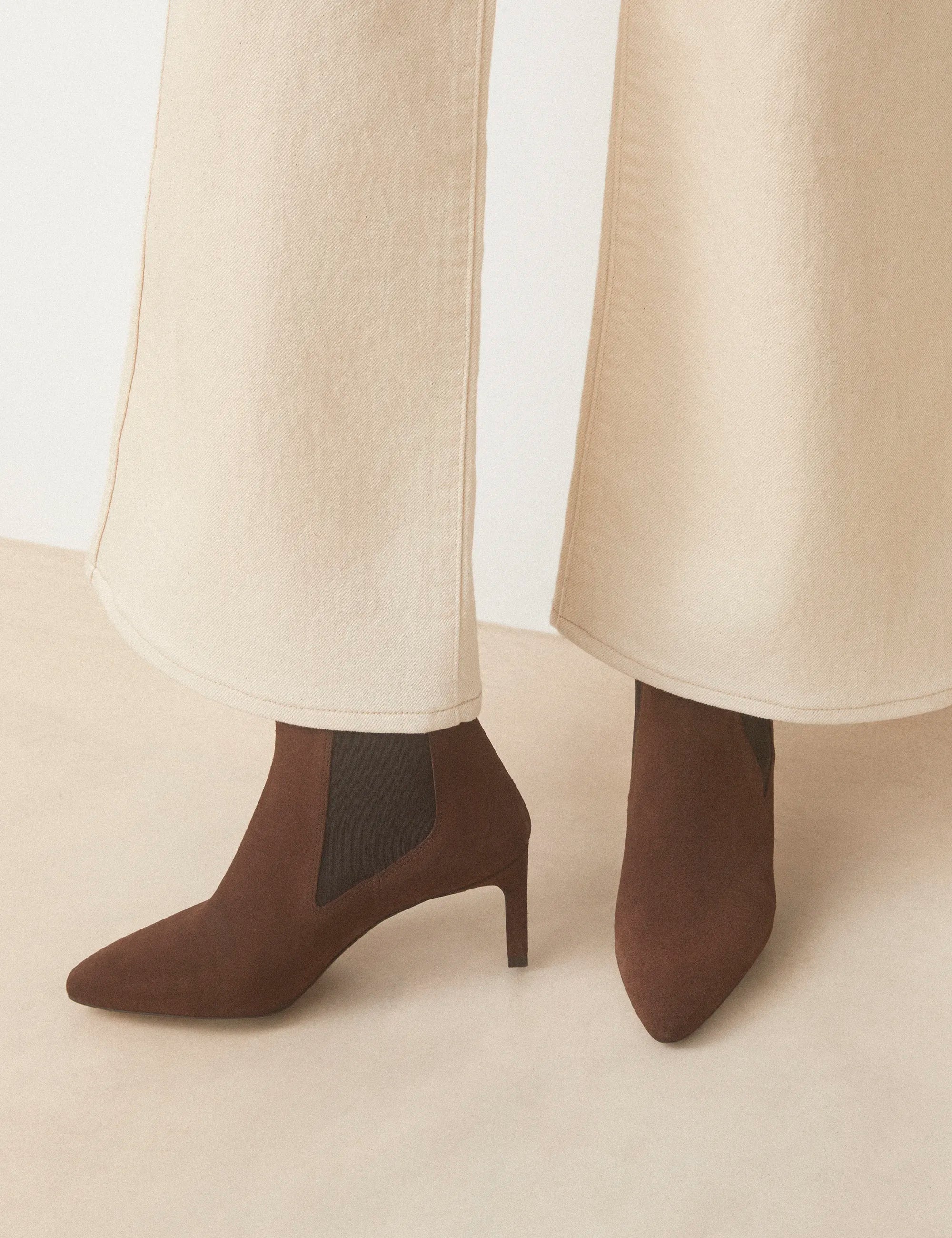 Bottines À Talons Suède Marron Chocolat - Numéro 711 - Rivecour