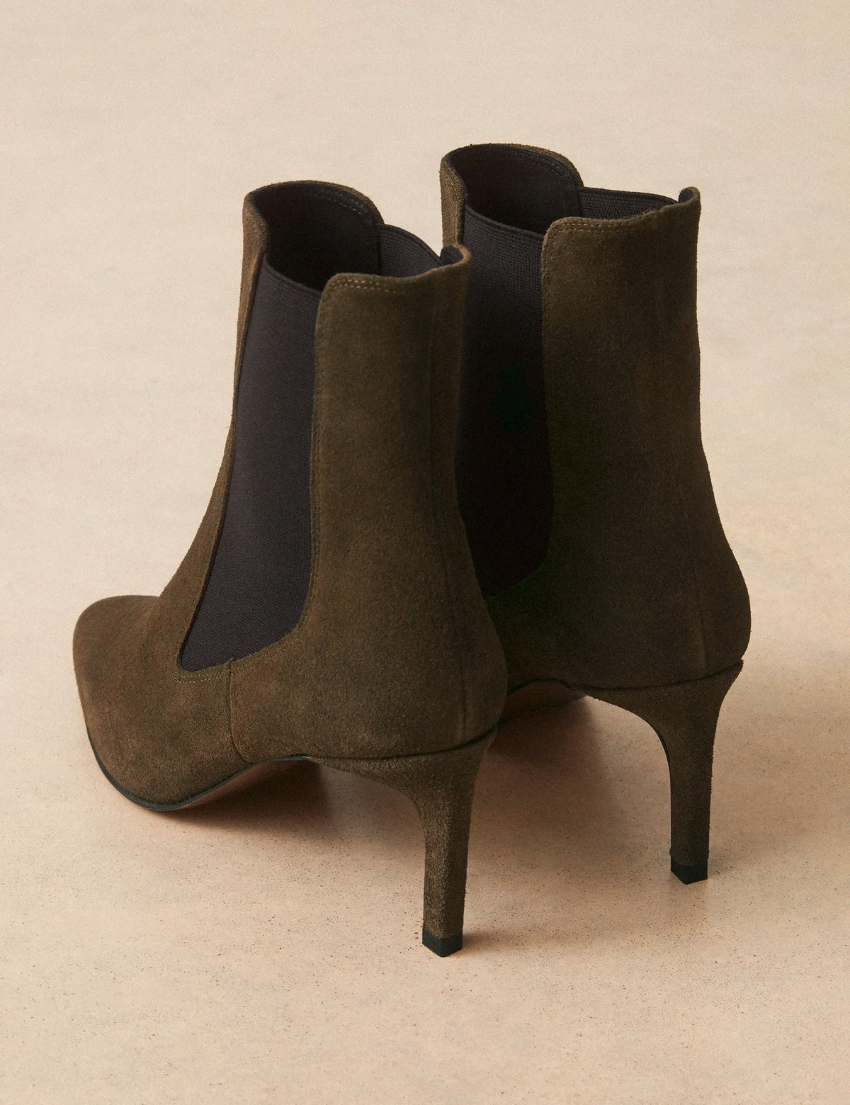 Bottines À Talons Suède Kaki - Numéro 711 - Rivecour
