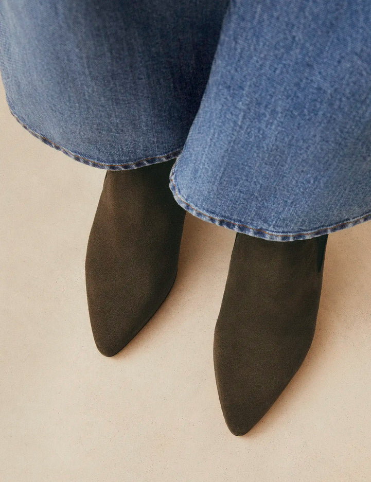 Bottines À Talons Suède Kaki - Numéro 711 - Rivecour
